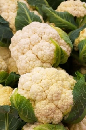 pile of cauliflower at the farmers market